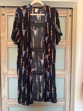 Ariat Black Southwestern Skull Print Cardigan